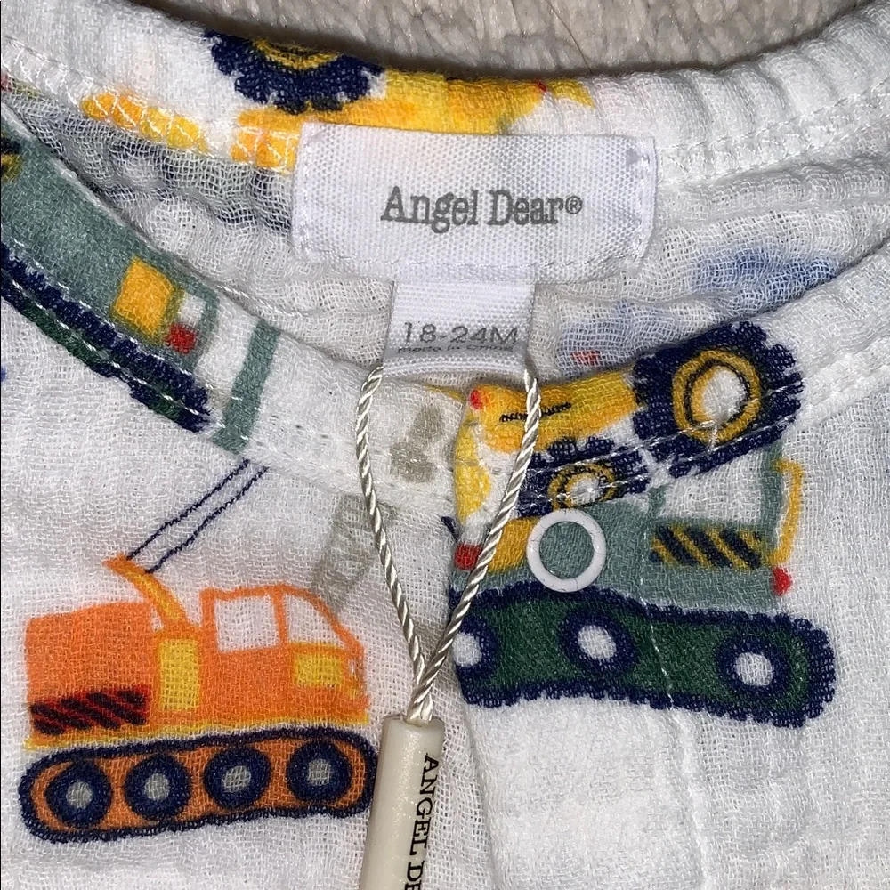 NWT Angel Dear Construction Dolman Henley Shortall Romper Organic Cotton 18-24M